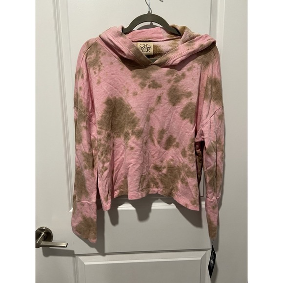 Tops - CHASOR‎ Sweatshirt Large Tie-dye Cropped Pullover Hoodie Pink - New With Tags